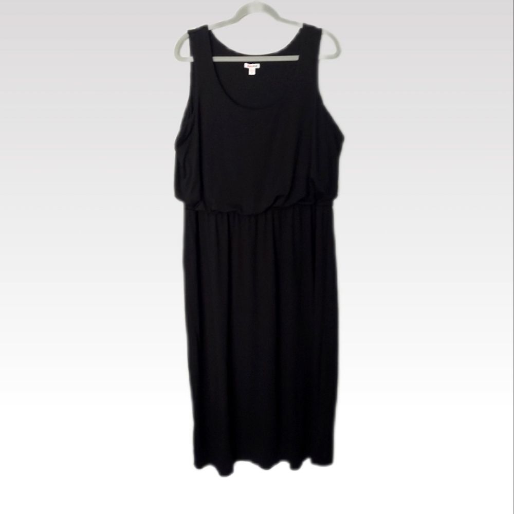 BONGO Long Maxi Tank Dress 2X Black Knit Sleeveless Bloused Top Casual Wear